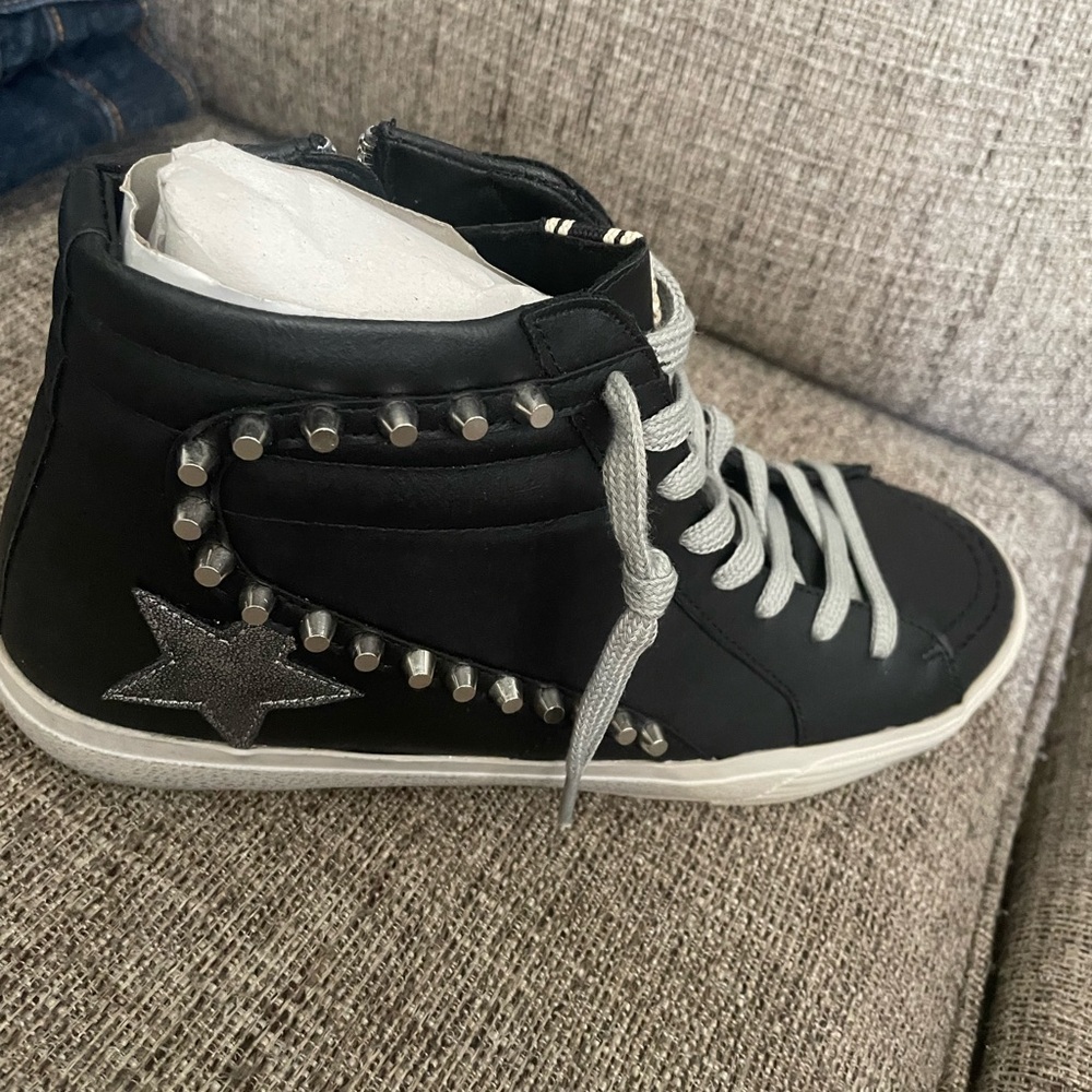ShuShop Black and Silver Studded Sneakers